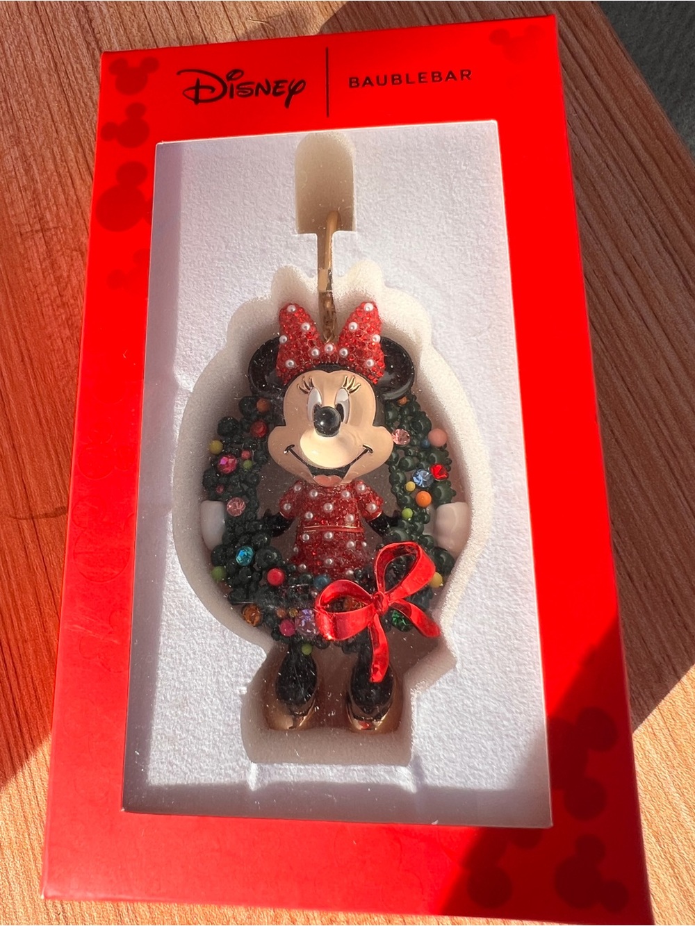 BaubleBar Red Minnie Mouse Holiday bag charm or ornament